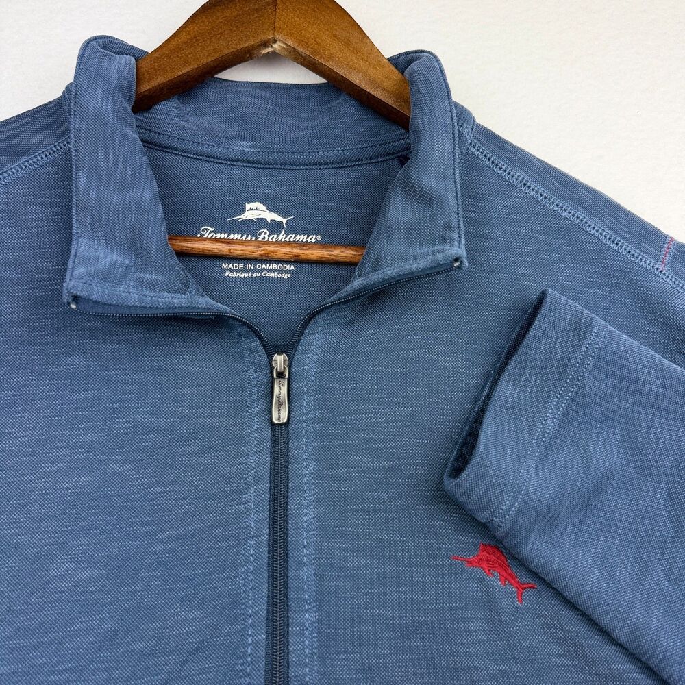 Tommy Bahama Relax Men's Large Blue Quarter Zip Pullover Marlin Logo